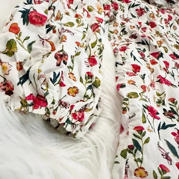 J.‎ Crew Ruffle Tie Neck Floral Cotton Popover XXS - Picture 9 of 14